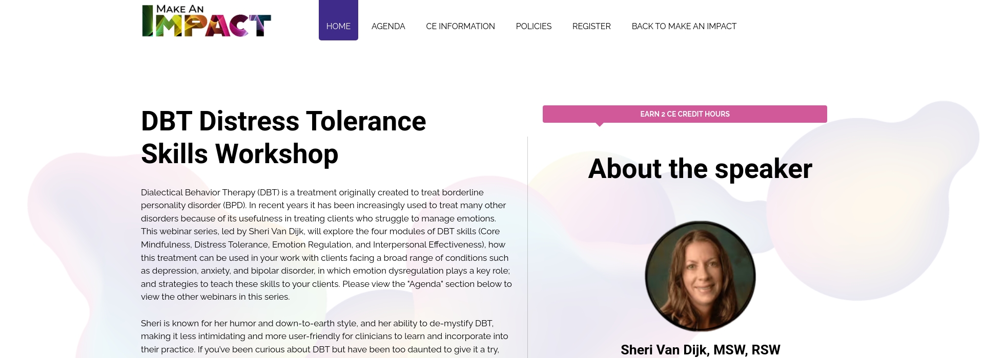 DBT Distress Tolerance Skills Workshop